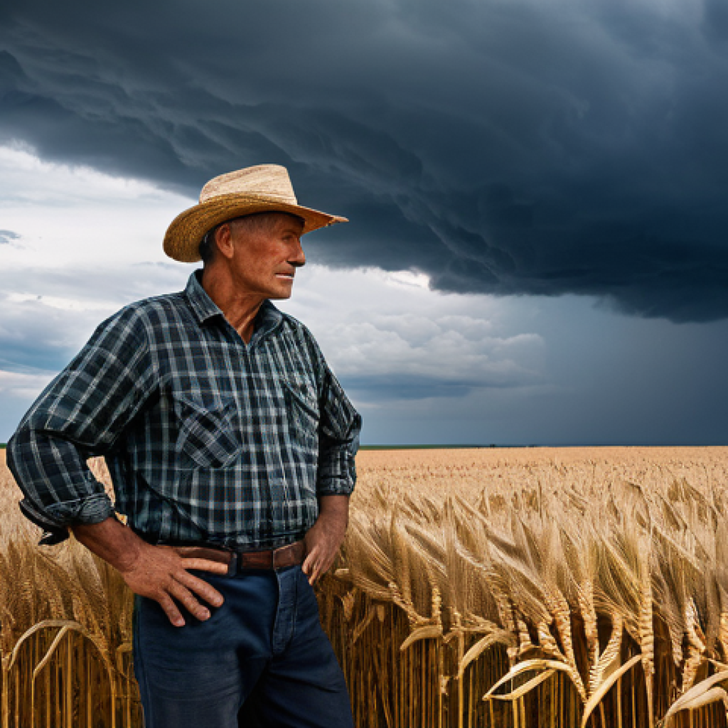 세계 식량 안보와 지속가능성 - **Prompt 1: The Resilient Farmer Facing Climate Change in Russia**
A wide shot of a vast agricul...