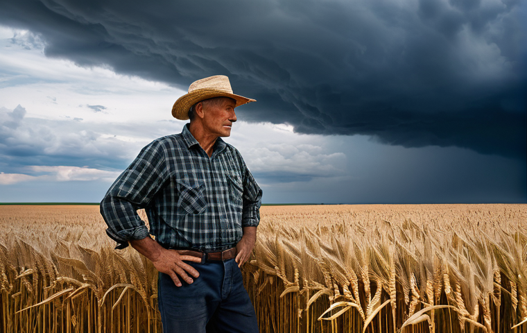 세계 식량 안보와 지속가능성 - **Prompt 1: The Resilient Farmer Facing Climate Change in Russia**
    A wide shot of a vast agricul...
