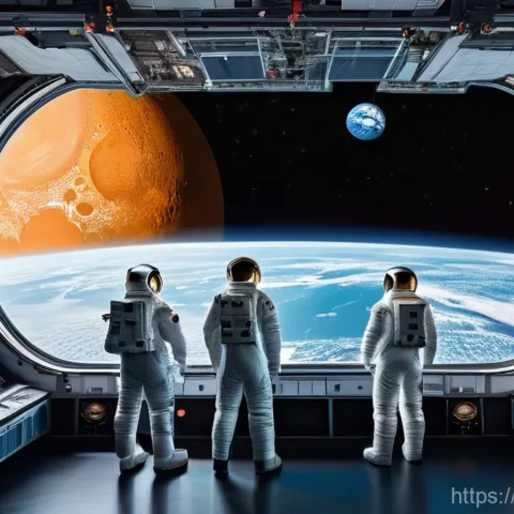 국제 우주 개발 협력 - **Global Space Cooperation and New Alliances:**
A vibrant and detailed image depicting an advanc...