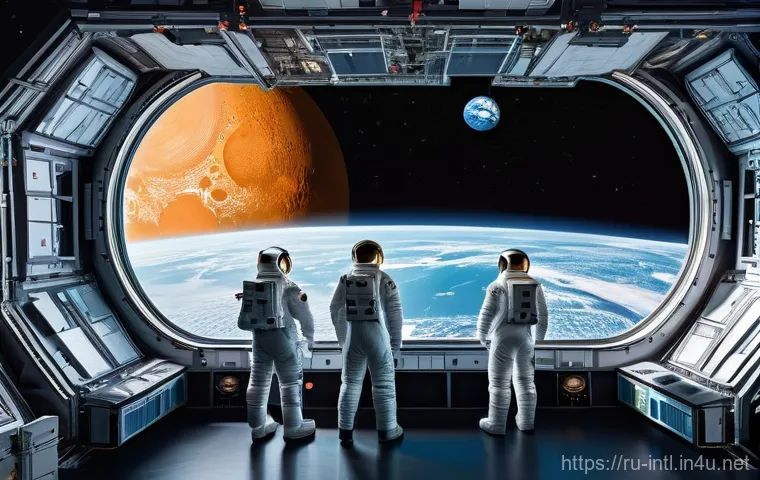 국제 우주 개발 협력 - **Global Space Cooperation and New Alliances:**
    A vibrant and detailed image depicting an advanc...