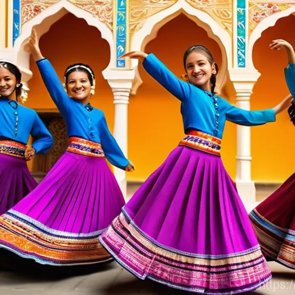 국제 문화교류와 소프트파워 - **Prompt 1: Global Harmony Through Dance**
"A vibrant, dynamic illustration depicting a diverse ...