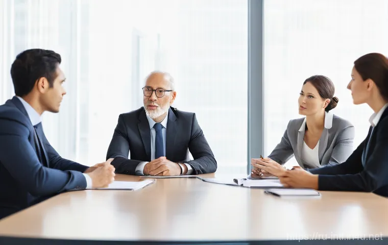 국제 협상 전략과 외교 기술 - **Prompt 1: Empathetic Dialogue in a Global Meeting**
    "A diverse group of five professionals, me...